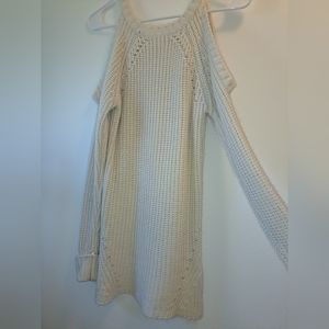 Pink Rose Large Long Sleeve No Shoulder Knit Sweater Cut Out Cuffed